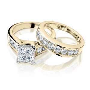  Princess Cut Diamond Engagement Ring and Wedding Band Set 
