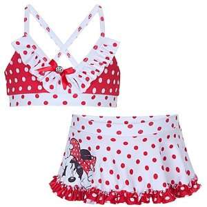  Minnie Mouse Swimsuit Red and White Polka Dot 2 Piece 