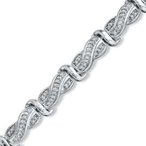  Sterling Silver Princess cut Diamond Twisted Fashion Bracelet 