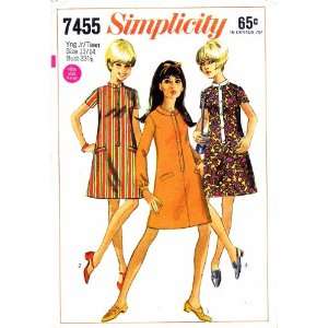  Simplicity 7455 Vintage Sewing Pattern Teens Shirt Dress 
