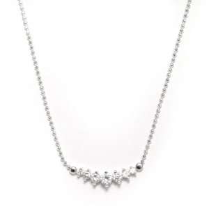   Silver Plated Tiffany Style 7 Diamond Curve Necklace 