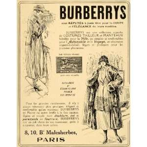  1920 Ad French Burberrys Coats Fur Trench Art Deco Lady 