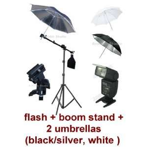 Studio Portable Hot Shoe Flash Mount Umbrella Boom Stand Lighting Kit 