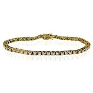   Round Diamond 14k Yellow Gold Tennis Ladies Bracelet 8 Inch Jewelry