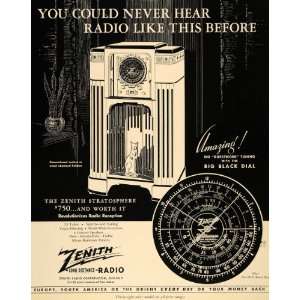  1935 Ad Zenith Long Distance Radio Stratosphere Dial 