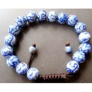  Hand Painted Bird Chinese Porcelain Beads Bracelet 