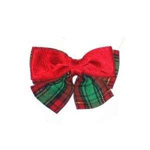 Mini Plaid Hair Bow Barrette Clip RED / GREEN   Decorative Ladies Hair 