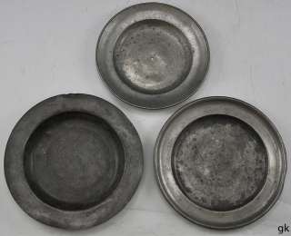Judaica Antique Pewter Plates German c. 1750 1850 Hebrew Letters on 