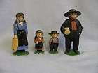 ½ to 4 ¾ Cast Iron 4 pc 1940s AMISH FAMILY Colorful