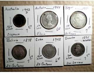 Lot,10 World Silver Coins,1878 1954,Fine to AU *  
