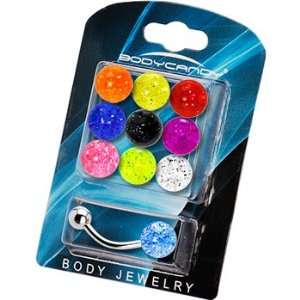    14 Gauge Multi Glitter 10 Ball Interchangeable Belly Pack Jewelry