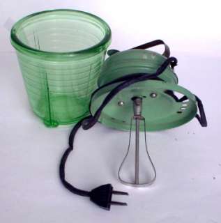 Measuring Cup with Blender Depression Vaseline Green Glass  