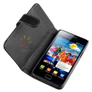 Black 5in1 Pouch Case+Charger+USB+Privacy LCD For Samsung Galaxy S II 