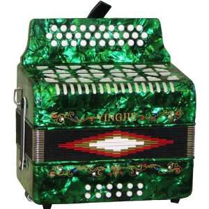   Accordion   Green with Free Hardshell Carrying Case Musical