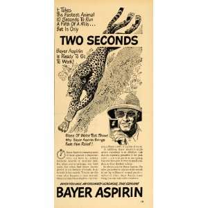 1948 Ad Bayer Aspirin Chetah Headache Pain Tablets   Original Print Ad