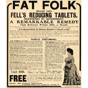   Ad Fat Folk Fells Reducing Tablets Cure 28lbs/Mo   Original Print Ad