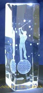 Crystal Glass Laser Etched Golfer Ornament (BNIB)  