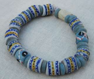Recycled Glass Hand Painted African Trade Bead Bracelet  