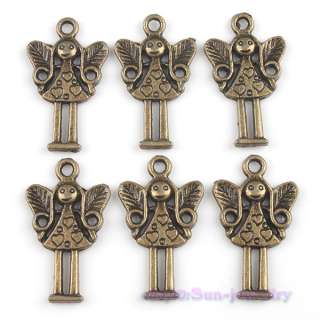 60 Alloy Antique Bronze Wing Angel Charm Pendant 140425  