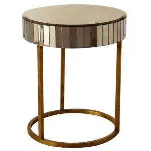 ANTIQUE BRASS & MIRROR Side End Table HOLLYWOOD REGENCY  