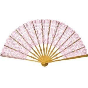 Rose Quartz Pink Cotton Lace Hand Fan 