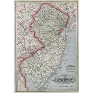  Cram 1884 Antique Railroad Map of New Jersey Office 