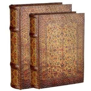  Wooden Book Box w/ Faux Leather Cover #CH Set Of 2