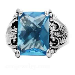 Aquamarine CZ 17ct Stainless Steel Womens Ring Sizes 5, 6, 7, 9 