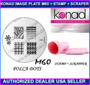 Konad Nail Art Image Plate M60 Polca Dot Stamp Scraper  