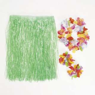 Kids 4 Pc Grass HULA Skirt Set W/LEIS Luau Party  
