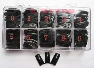 500 French False Nail Art Tip Artificial Black with Box  