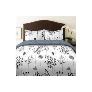  Perry Ellis Asian Lily Comforter Set in White   Twin