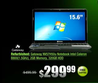   NV57H50u Notebook Intel Celeron B800(1.5GHz), 2GB Memory, 320GB HDD