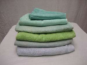   Cotton Polyester Green Blue Lime Caress Stevens Cannon Bath Towel Set