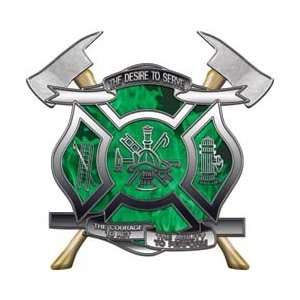   Serve Firefighter Decals with Axes Inferno Green   24 h   REFLECTIVE
