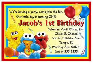 BABY SESAME STREET BIRTHDAY PARTY INVITATIONS ~ ANY AGE  