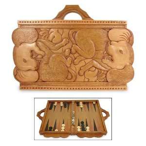  Wood backgammon set, Mythical Hounds