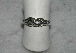   Trinity Knot Crescent Moon Band Sterling Silver Ring Triquetra  