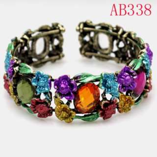 Vogue Rhinestone Crystal Copper Bangle Bracelet AB338  