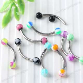 20x 16G Mix Colorful UV Ball Barbell Eyebrow Rings Studs Stainless 