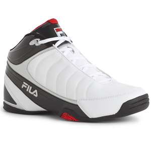 Mens Fila DLS Game Training Basketball Shoes White / Black /Cherry Red 
