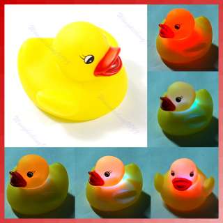 Baby Bath Fun Multi Color LED Flashing Duck Toy Rubber  