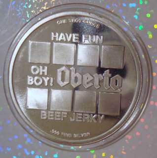 OBERTO BEEF JERKY SILVER ROUND BAR RARE COMMERCIAL  