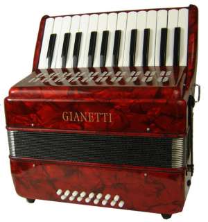 Beautiful Beginner Student Red Piano Accordion W/Case/Strap 16 Bass 25 
