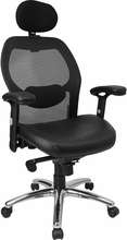 back super mesh office chair with black italian leather seat and knee 
