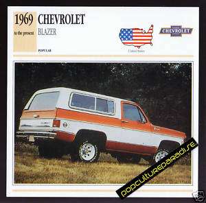 1977 CHEVROLET BLAZER 1969 1991 4x4 SUV Truck SPEC CARD  