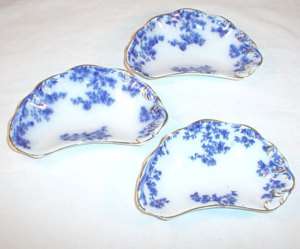 Old Flow Blue W.H. Grindley Olympia Bone Dishes  
