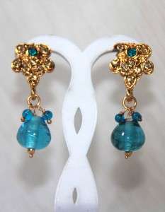 DESIGNER Blue Indian Kundan Bollywood Bridal Necklace Earring 3Pc Set 