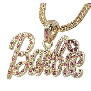  Nicki Minaj Barbie Pink Crystal Pendant Gold Tone 22 