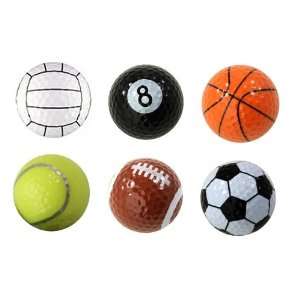  Assorted Designed Golf Balls (Soccer, Basketball, Football 